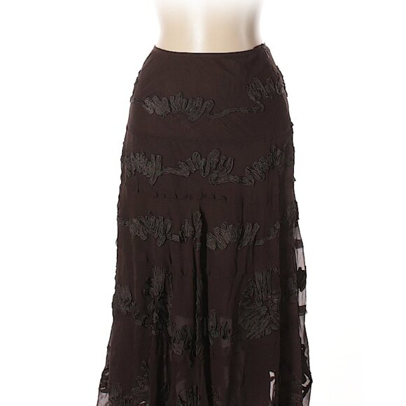 ETCETERA embroidered A-line brown midi skirt in excellent condition - Picture 2 of 4